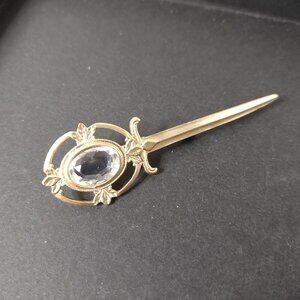 Gold Tone Sword Brooch